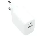 USB C+A charger/power supply 20W, PD, white Power Delivery, white